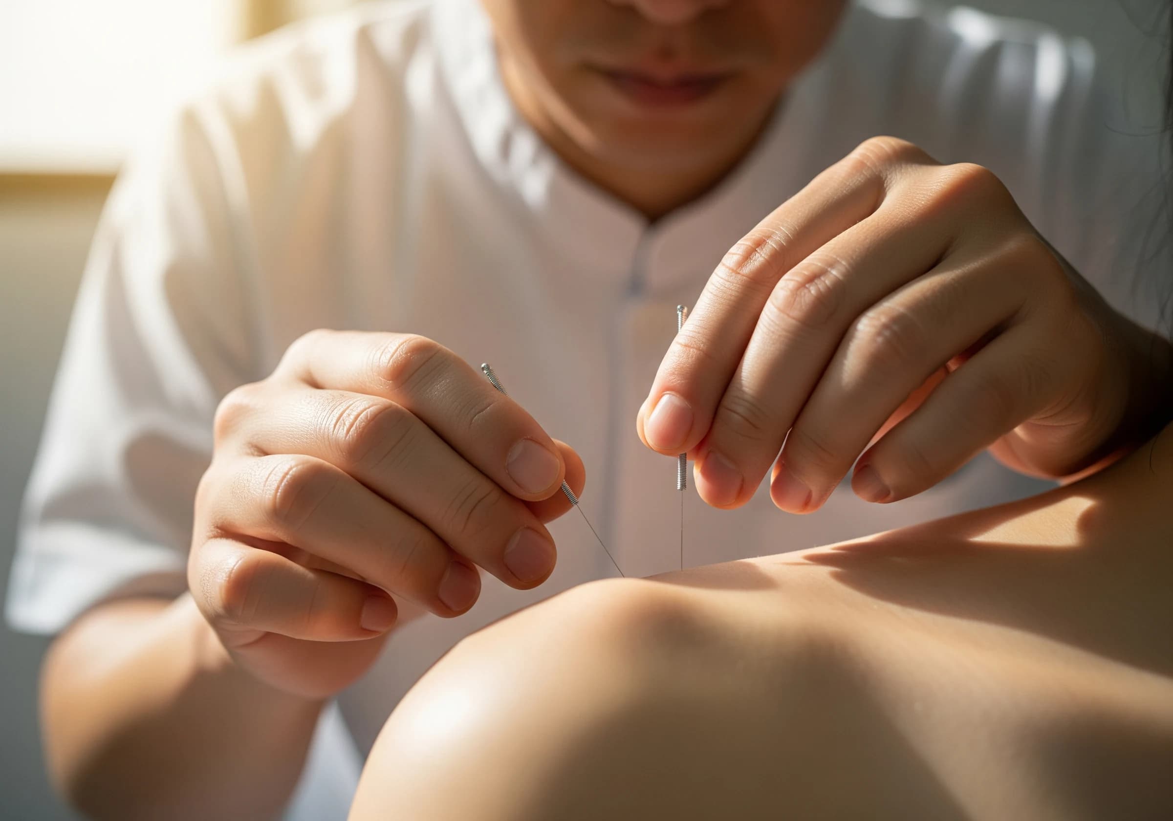 JSP鍼尖技術による痛みの少ない鍼施術の様子